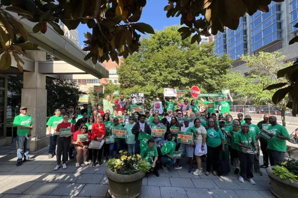 AFSCME members outside a University System of Maryland Board of Regents meeting